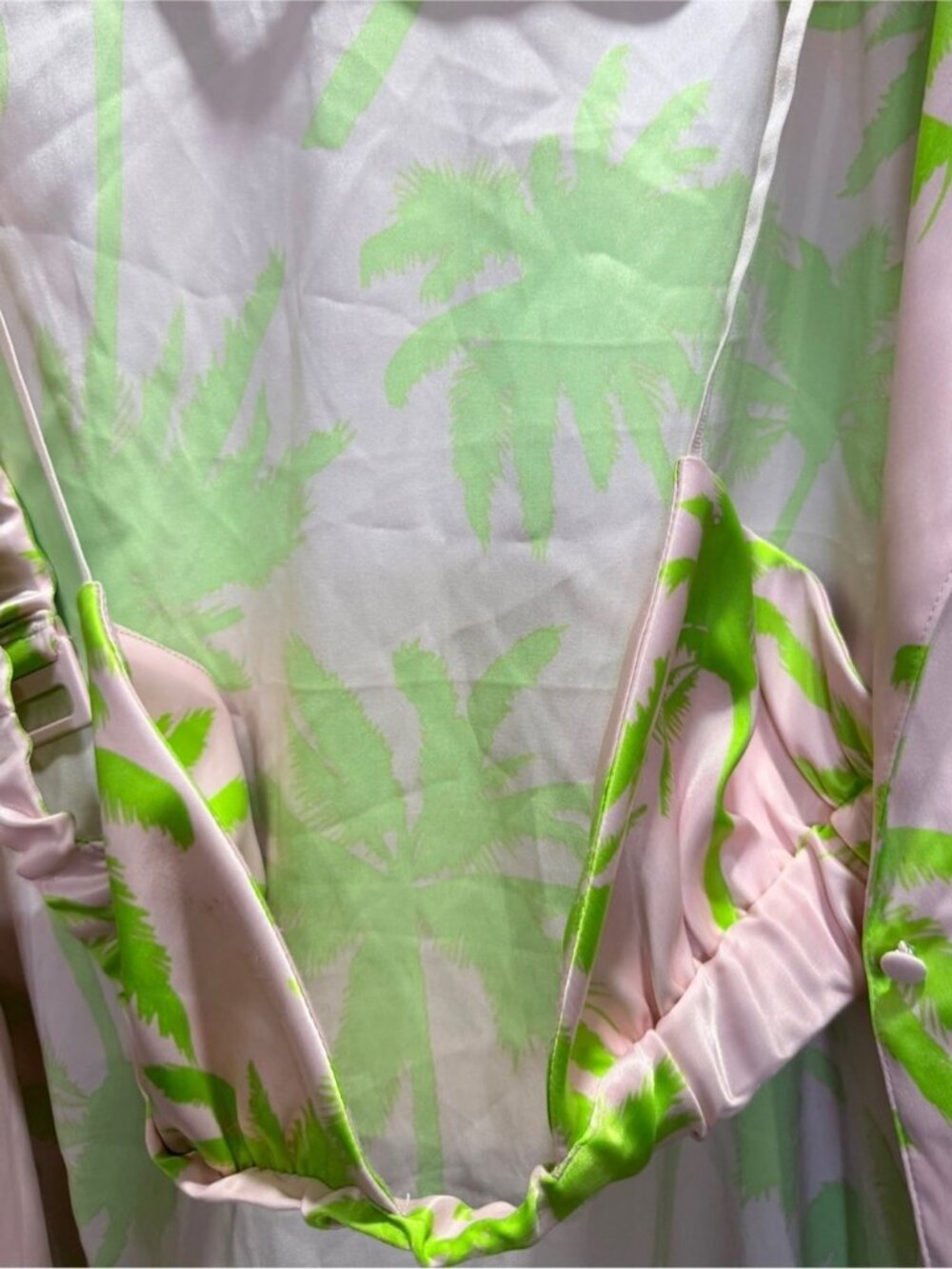 AFRM Frida Satin Shirt & Bra Set Palm Print Size M - Picture 8 of 8